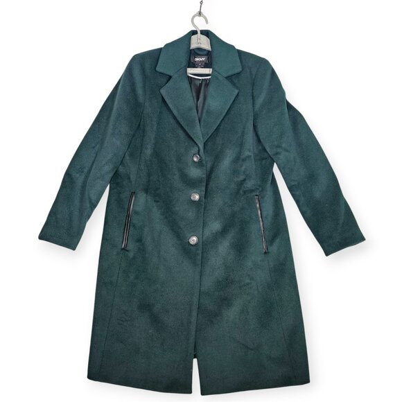DKNYWalker CoatWomen'sLargeForest GreenWool Blend